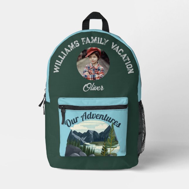 Custom Family Vacation Photo Printed Backpack (Front)