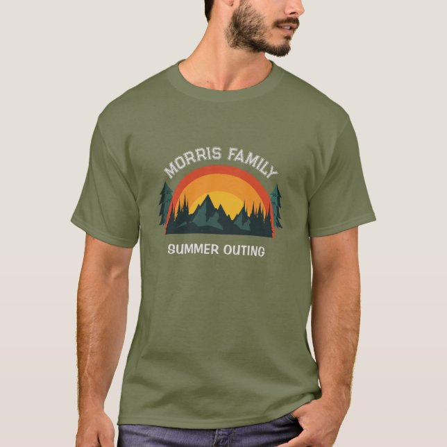 Custom Family Vacation Retro Mountain T-Shirt  (Front)