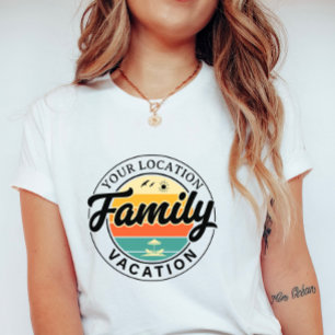 Custom Family Vacation; Retro Summer City Badge T-Shirt