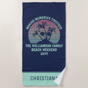 Custom Family Vacation Retro Tropical Beach Trip Beach Towel