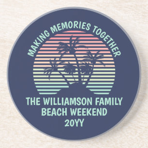 Custom Family Vacation Retro Tropical Beach Trip Coaster