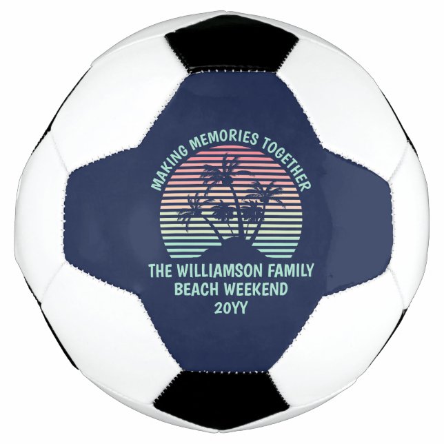 Custom Family Vacation Retro Tropical Beach Trip Football (Front)