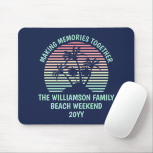 Custom Family Vacation Retro Tropical Beach Trip Mouse Mat
