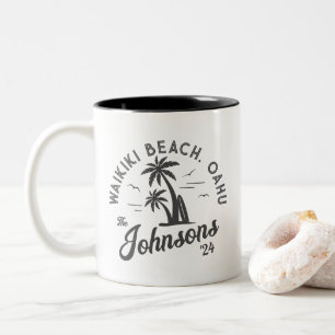 Custom Family Vacation Summer Beach Group Trip Two-Tone Coffee Mug