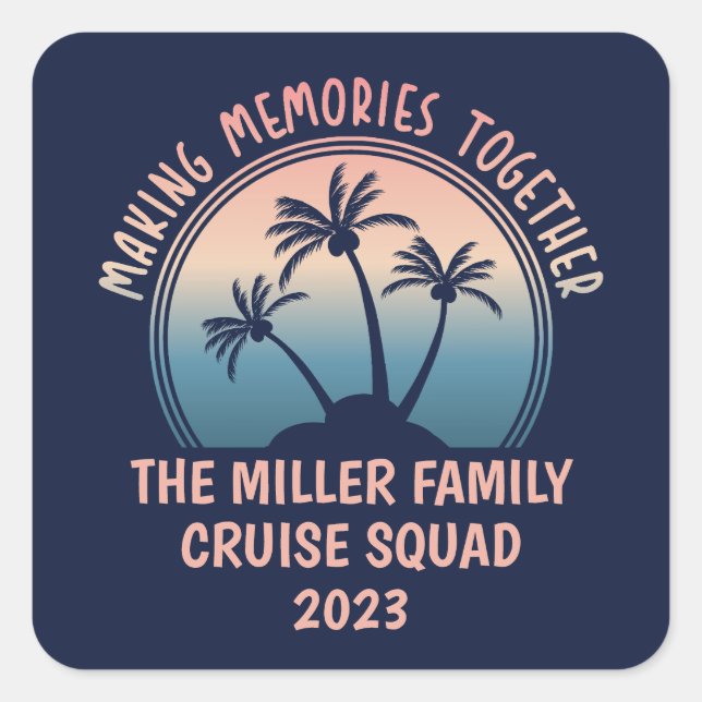 Custom Family Vacation Summer Beach Trip Square Sticker (Front)