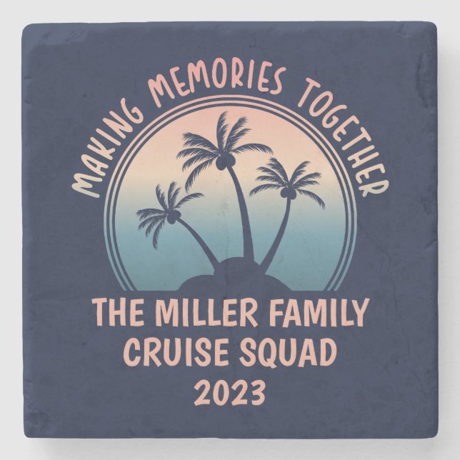 Custom Family Vacation Summer Beach Trip Stone Coaster (Front)