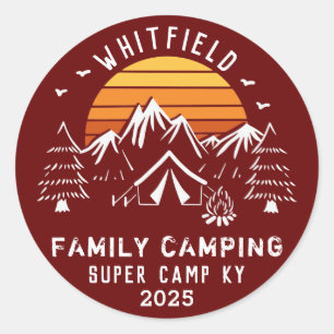Custom Family Vacation Summer Camping Classic Round Sticker