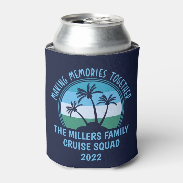Custom Family Vacation Summer Reunion Beach Trip Can Cooler (Can Front)