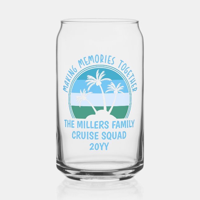 Custom Family Vacation Summer Reunion Beach Trip Can Glass (Front)
