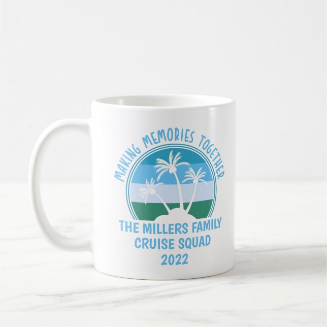 Custom Family Vacation Summer Reunion Beach Trip Coffee Mug (Left)