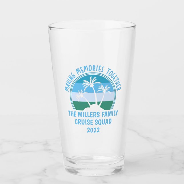 Custom Family Vacation Summer Reunion Beach Trip Glass (Front)