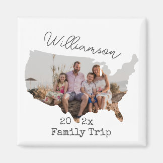 Custom Family Vacation USA Road Trip Family Photo Magnet