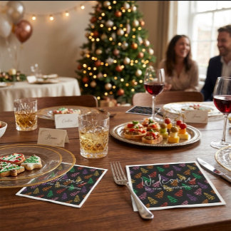 Custom Familyname Christmas Tree Pattern Napkin