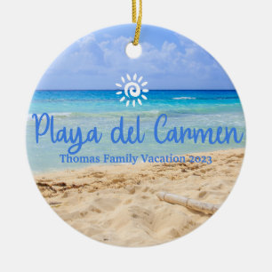 Custom FamilyPlaya Del Carmen Vacation Christmas Ceramic Tree Decoration