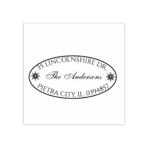 Custom FamilySurname Oval Return Address Rubber Stamp