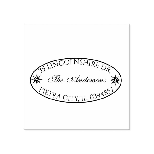 Custom FamilySurname Oval Return Address Rubber Stamp (Imprint)