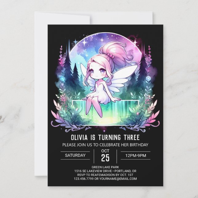 Custom Fantasy Fairy Birthday Invitation (Front)