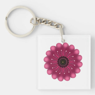 Custom Fantasy Flower   Abstract Neon Floral Key Ring