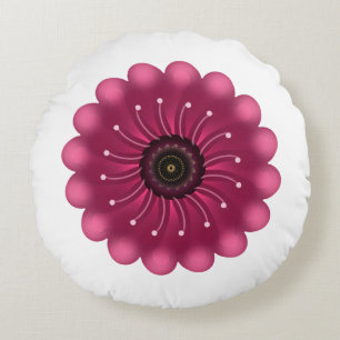 Custom Fantasy Flower   Abstract Neon Floral Round Cushion