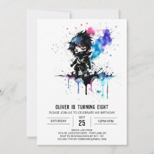 Custom Fantasy Ninja Boy Digital Birthday Invitation