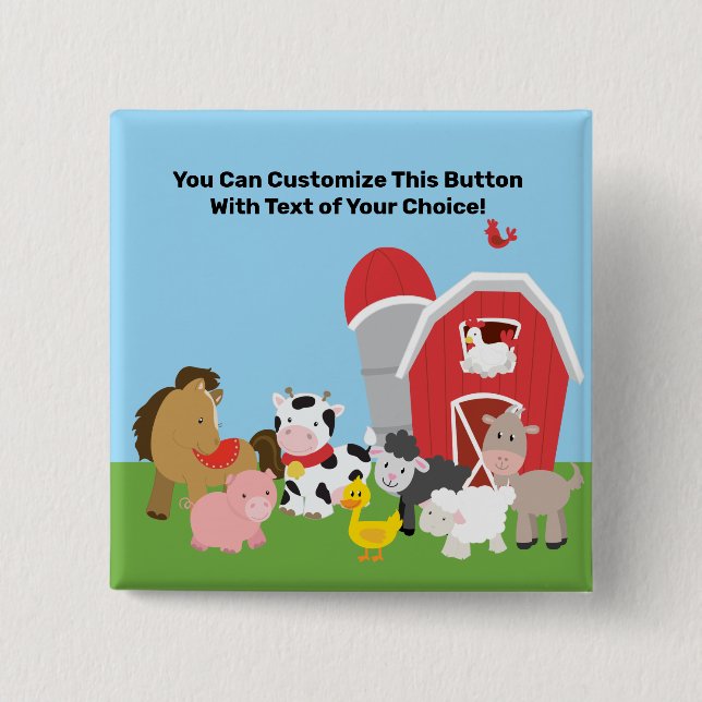Custom Farm Animals Button (Front)