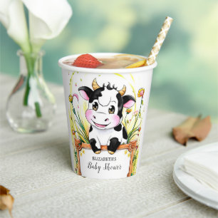 Custom Farm Cow Baby Shower Paper Cups
