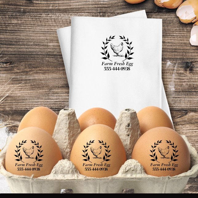 Custom Farm Fresh Egg self Ink Round  Stamp (Creator Uploaded)