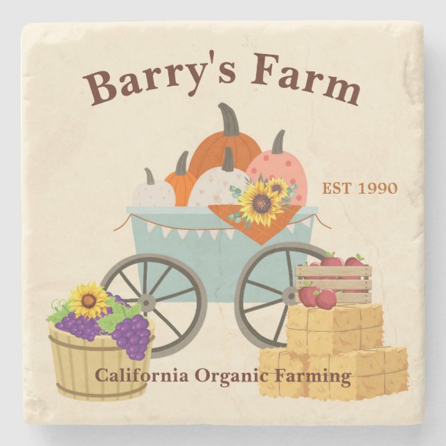 Custom Farm Fun Stone Coaster (Front)