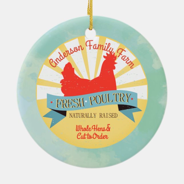 Custom farm name poultry Christmas ornament (Back)