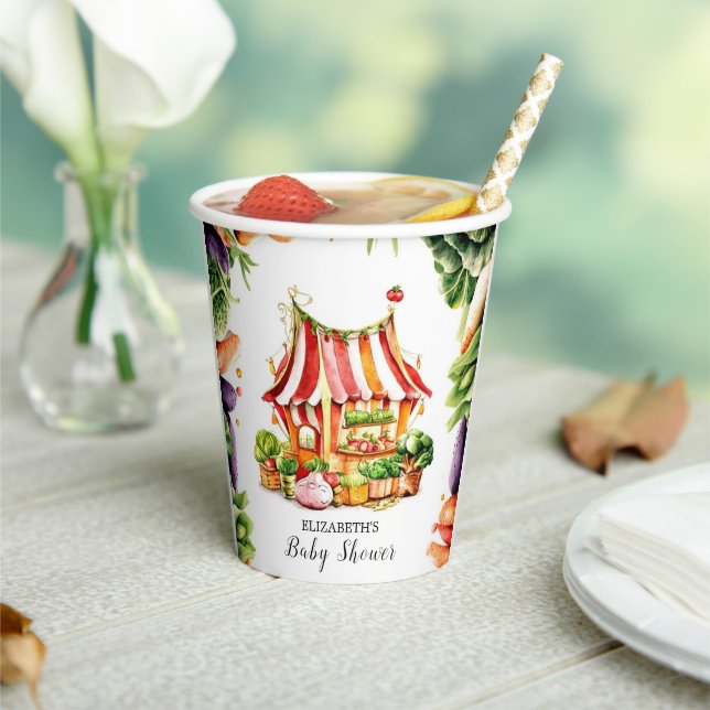 Custom Farmer's Market Baby Shower Paper Cups (Insitu)