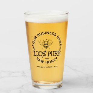 Custom Farmhouse Apiary Logo Cute Bumblebee Honey Glass