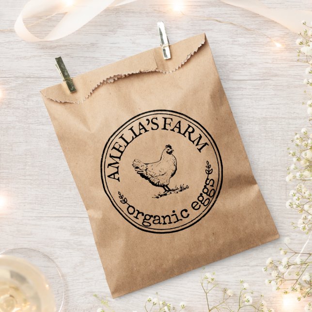 Custom Farmhouse Hen Logo Organic Eggs Bags (Clipped)