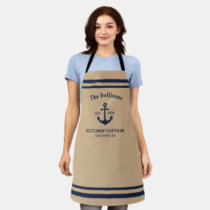 Custom Farmhouse Monogram Oatmeal Kitchen Captain Apron