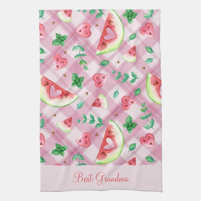  Custom Farmhouse Watermelon Hearts Kitchen Towels (Vertical)