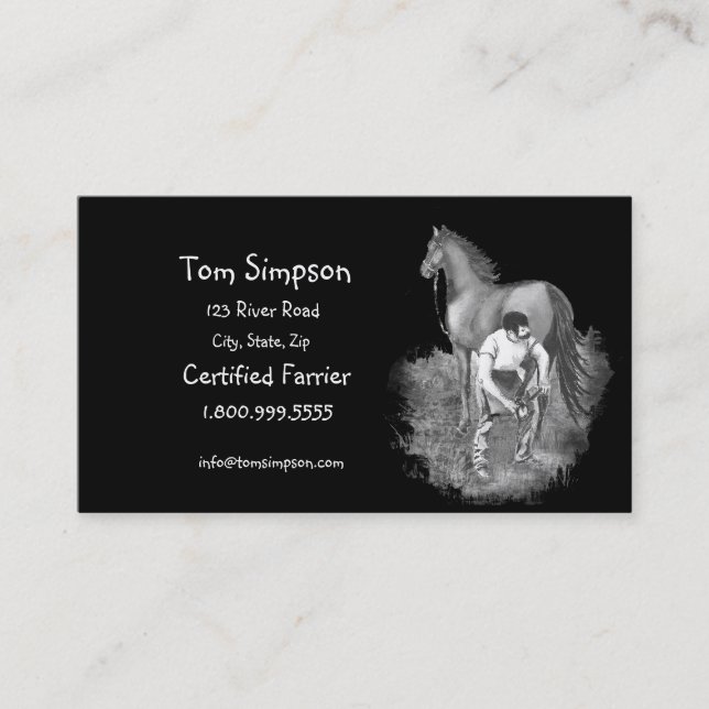 Custom Farrier Horse Business Card (Front)