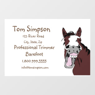 Custom Farrier Trimmer Happy Horse Business Card Window Cling