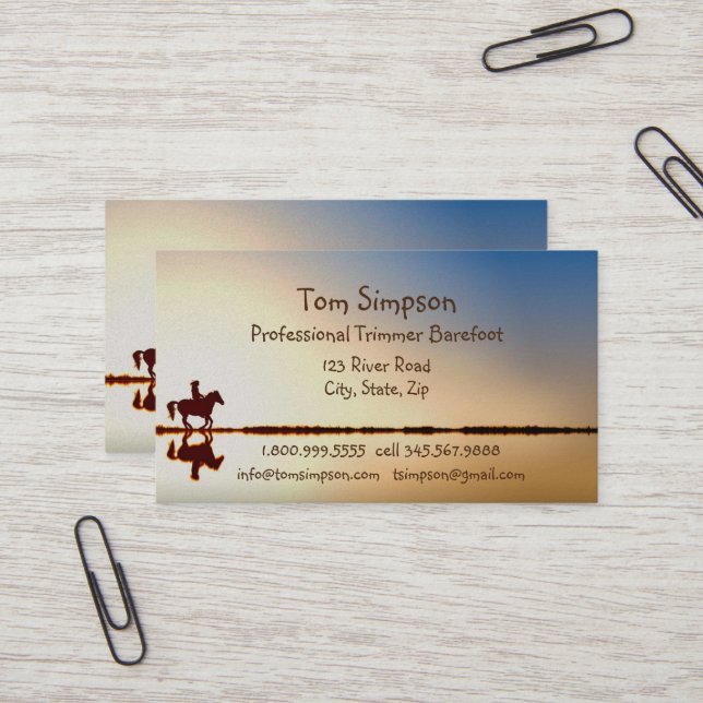 Custom Farrier Trimmer Horse Riding Hoof Care Business Card (Front/Back In Situ)