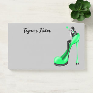 Custom Fashion Diva in Stiletto Green Post-it Notes