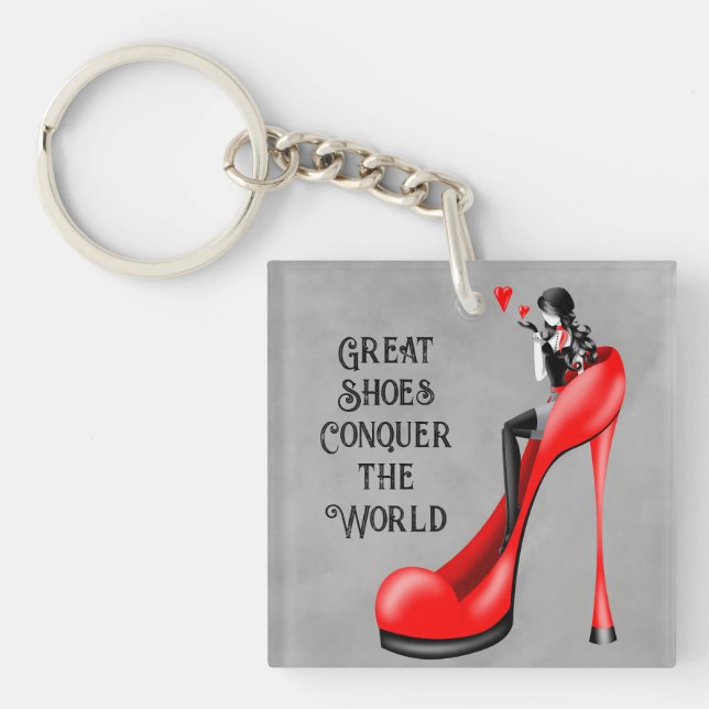 Custom Fashion Diva in Stiletto  Key Ring (Front)