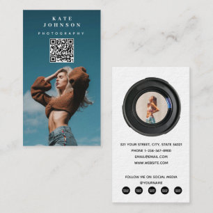 Custom Fashion Photography QR Code Social Media Business Card