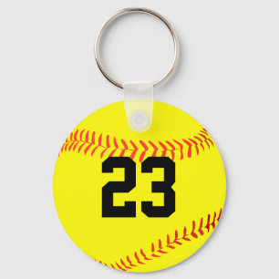 Custom Fastpitch Softball Player Number or Initial Key Ring