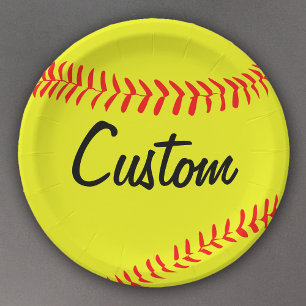 Custom Fastpitch Softball Team Name or Text Party Paper Plate