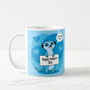 Custom Father’s Day Cute Meerkat Illustration Coffee Mug