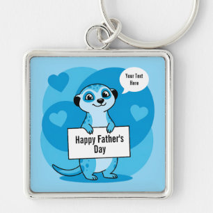 Custom Father’s Day Cute Meerkat Illustration Key Ring