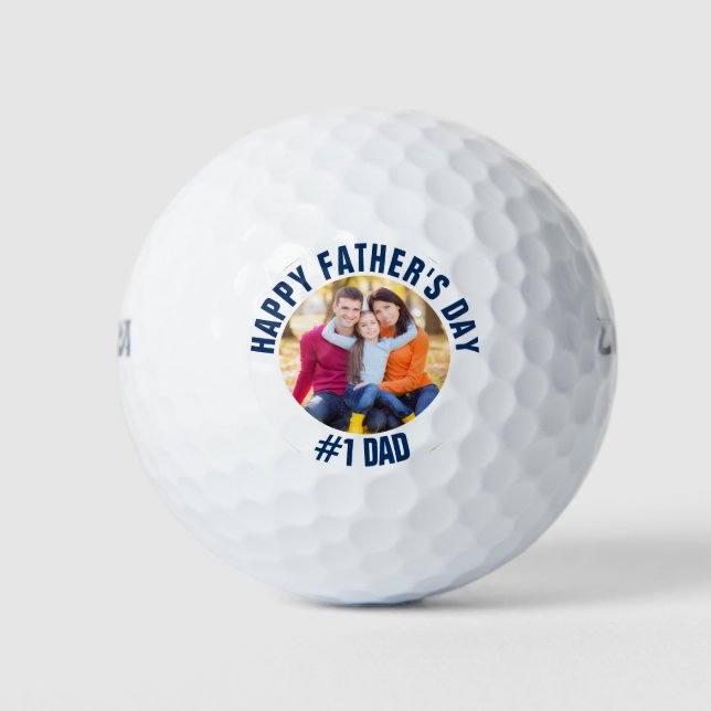 Custom Father's Day #1 Dad Family Photo Golf Balls (Front)