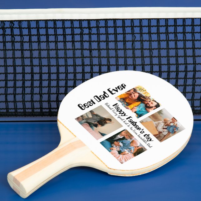 Custom Fathers day 4 photo collage Best Dad Ever Ping Pong Paddle (Insitu)