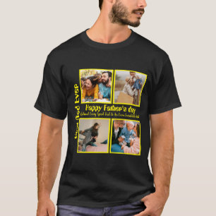 Custom Fathers day 4 photo collage Best Dad Ever T-Shirt