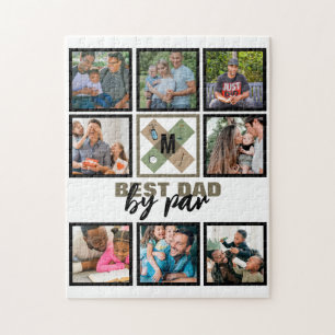Custom Fathers Day Best Dad By Par 8 Photo Collage Jigsaw Puzzle