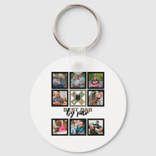 Custom Fathers Day Best Dad By Par 8 Photo Collage Key Ring