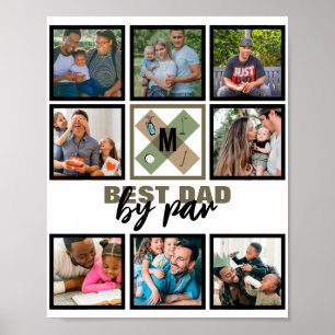 Custom Fathers Day Best Dad By Par 8 Photo Collage Poster